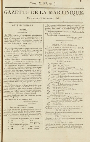 Gazette de la Martinique (1818, n° 94)