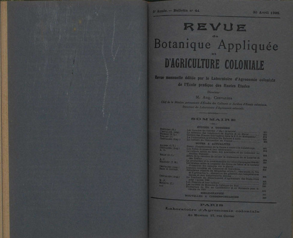 Revue de botanique appliquée et d'agriculture coloniale (n° 44)