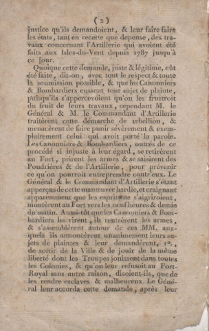 Extrait des révolutions arrivées à la Martinique
