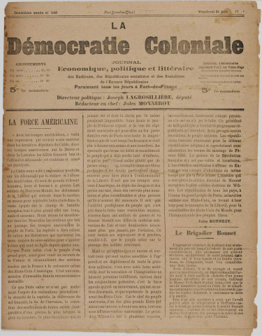 La Démocratie coloniale (n° 149)