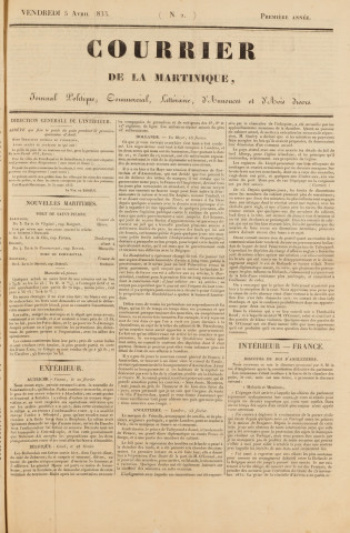 Le Courrier de la Martinique (1833, n° 2)
