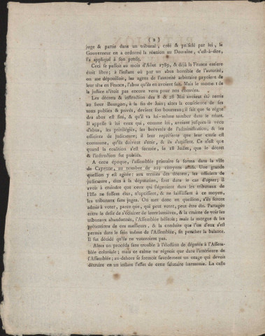 Pétition adressée à l'Assemblée nationale par François Lhomond, habitant planteur de Cayenne