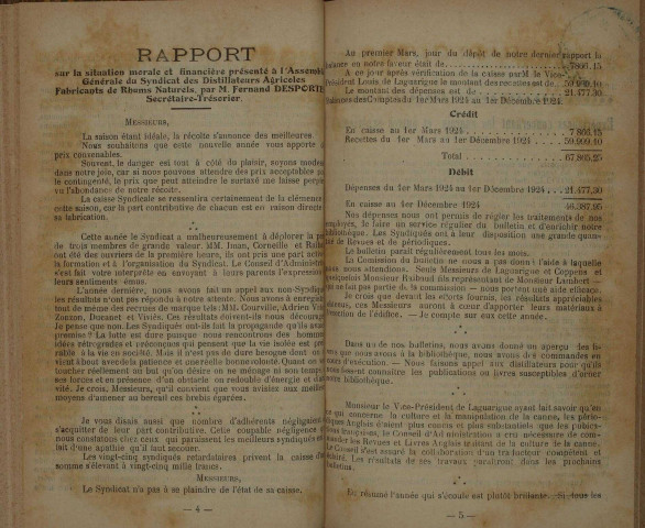 Bulletin du Syndicat des distillateurs agricoles (n° 01/1925)