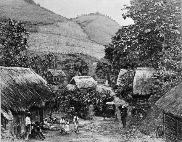 Saint-Pierre. Plantations Saint-James. Vue prise dans l'intérieur du village indien de Saint-James