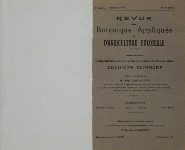 Revue de botanique appliquée et d'agriculture coloniale (n° 79)