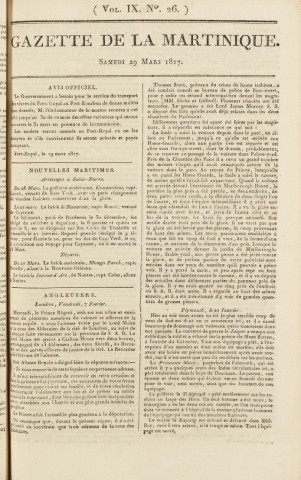 Gazette de la Martinique (1817, n° 26)