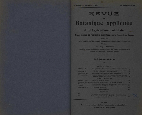 Revue de botanique appliquée et d'agriculture coloniale (n° 18)