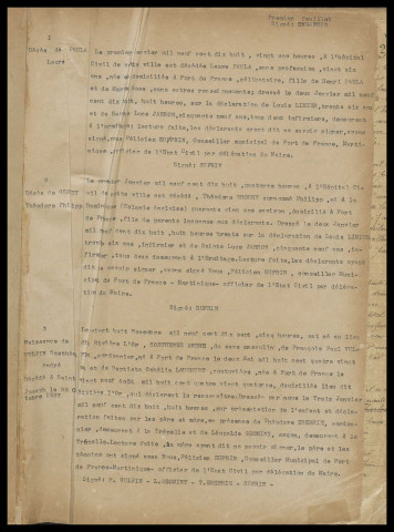 Naissances, reconnaissances, décès