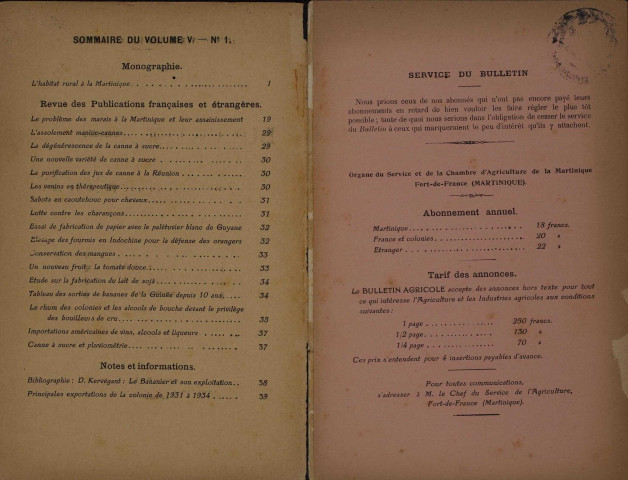 Bulletin agricole de la Martinique (mars 1935)