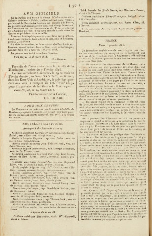 Gazette de la Martinique (1818, n° 25)