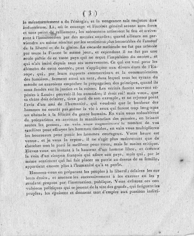 Déclaration du citoyen général de brigade, chef de l'état-major de l'armée du Rhin Alexandre Beauharnais, aux puissances coalisées contre l'indépendance de la République française