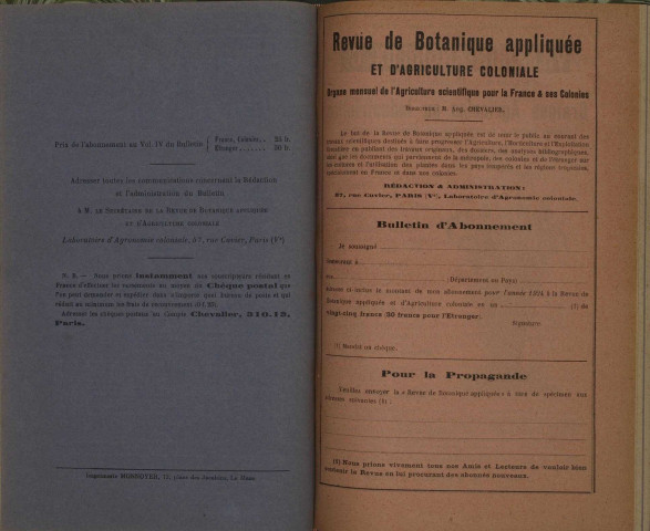 Revue de botanique appliquée et d'agriculture coloniale (n° 34)