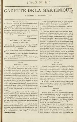 Gazette de la Martinique (1818, n° 82)