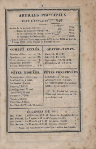 Almanach de la Martinique pour l’année bissextile 1840