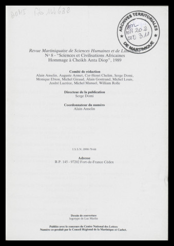 N°8 - Sciences et civilisations africaines - Hommage à Cheikh Anta Diop