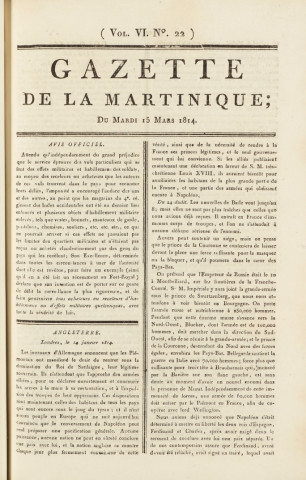 Gazette de la Martinique (1814, n° 22)