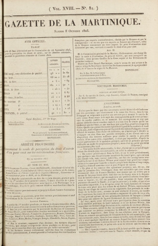 Gazette de la Martinique (1825, n° 81)