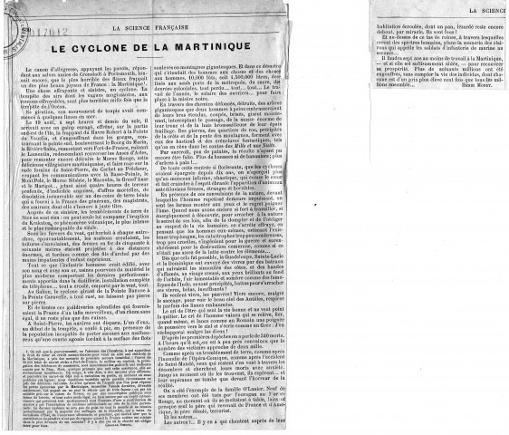 "Le cyclone de la Martinique", La Science française, n° 30