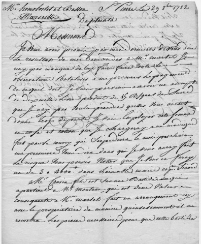 Achat de café et de coton : lettre manuscrite de M. Sollier de Saint-Pierre adressée à messieurs Homobostes (?) et Besson à Marseille