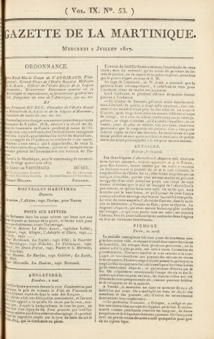Gazette de la Martinique (1817, n° 53)