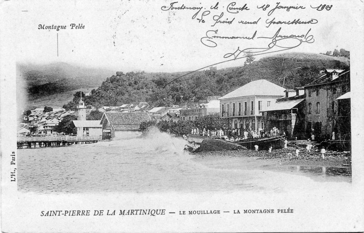 Saint-Pierre de la Martinique. Le Mouillage. La montagne Pelée