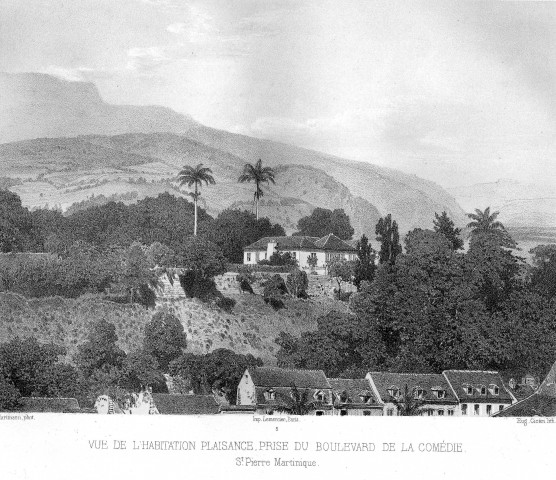 Vue de l’habitation Plaisance, prise du boulevard de la Comédie. Saint-Pierre Martinique