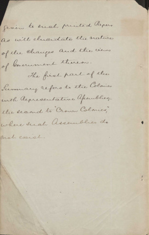 Forum of governement in the british colonies (summary of the system of government in operation ineach of the Bristish colonies)