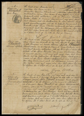 Naissances, reconnaissances, décès