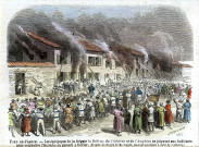 Les équipages de la frégate, la bellone, de l'Achéron et de l'Amphion se joignant aux habitants pour combattre l'incendie du samedi 4 février