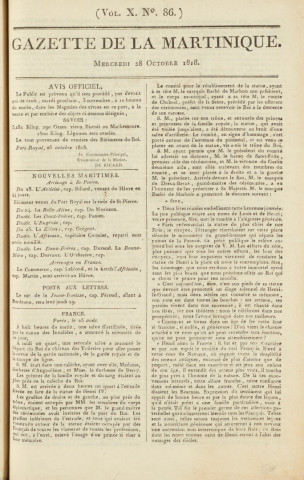 Gazette de la Martinique (1818, n° 86)