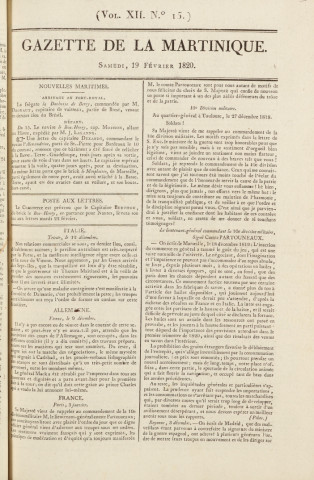 Gazette de la Martinique (1820, n° 15)