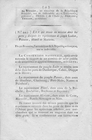 Bulletin des lois de la République française n° 85, an III