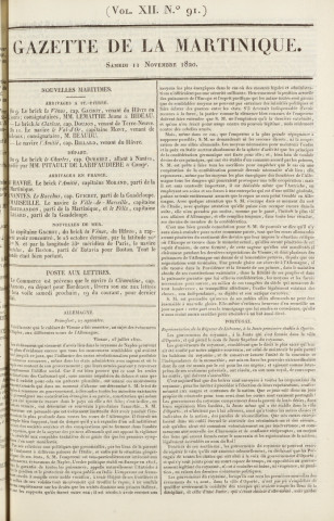 Gazette de la Martinique (1820, n° 91)