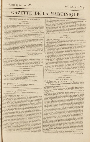 Gazette de la Martinique (1831, n° 9)