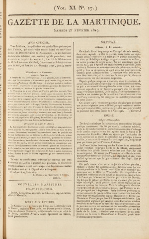 Gazette de la Martinique (1819, n° 17)