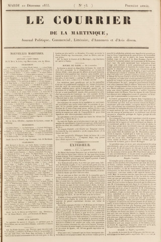 Le Courrier de la Martinique (1833, n° 73)