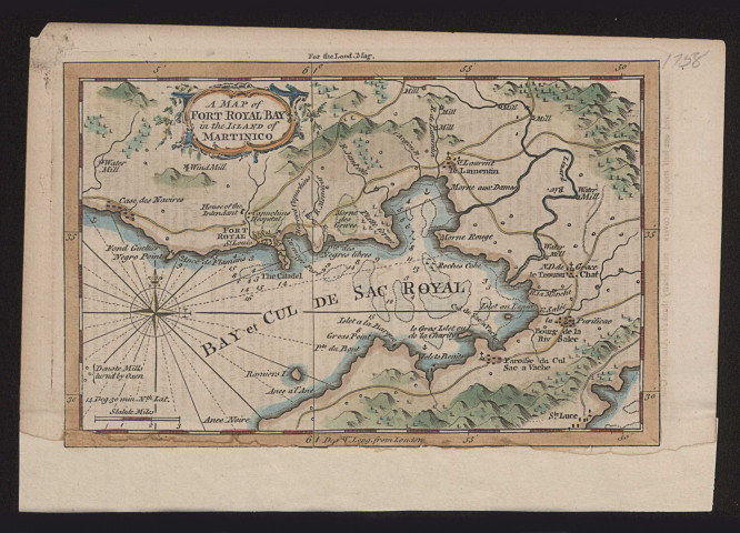 A map of Fort Royal Bay in the island of Martinico. Carte de la baie du Fort Royal