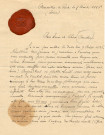 Famille de Brettes. Une lettre datée du 7 août 1886 "cher Louis et chère Amélie" adressée par Séverine à son frère, Louis de Brettes, à l'occasion de ses noces d'or