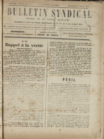 Bulletin syndical (n° 13)