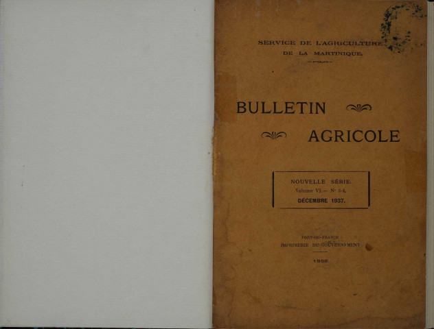 Bulletin agricole de la Martinique (décembre 1937)