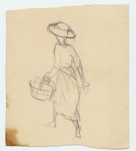 Femme, panier à la main