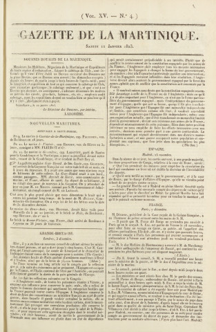 Gazette de la Martinique (1823, n° 4)
