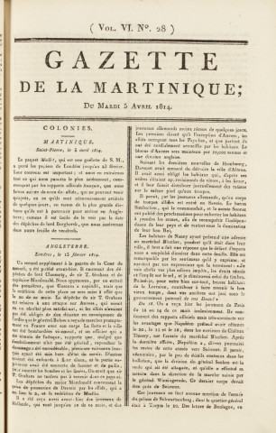 Gazette de la Martinique (1814, n° 28)