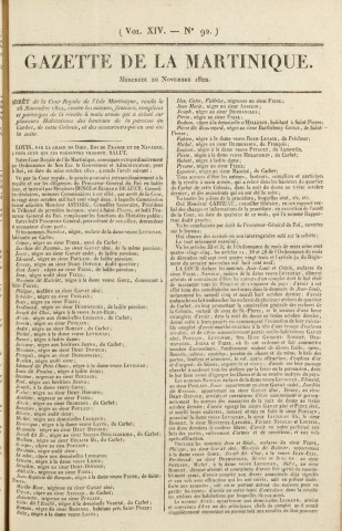 Gazette de la Martinique (1822, n° 92)