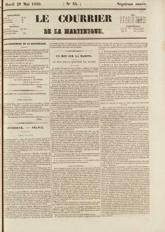 Le Courrier de la Martinique (1839, n° 44)