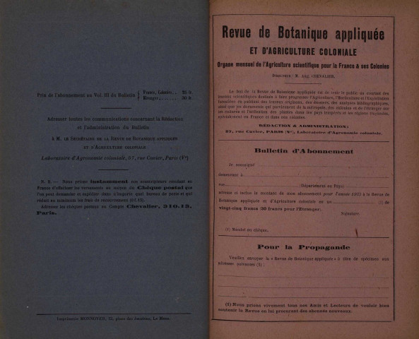 Revue de botanique appliquée et d'agriculture coloniale (n° 18)
