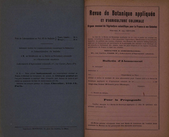 Revue de botanique appliquée et d'agriculture coloniale (n° 18)