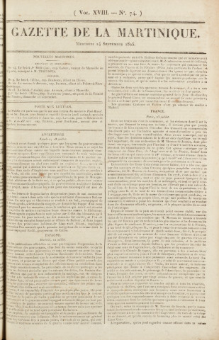 Gazette de la Martinique (1825, n° 74)