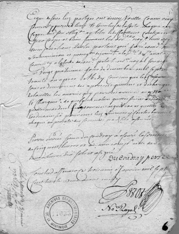 Contrat d'assurance rédigé à Saint-Malo pour le bateau Le Saintguy. Armateur : sieur de Pontgris. Capitaine du bateau : Porée de la Villegegu. Assureur : P. Porée du Coudray