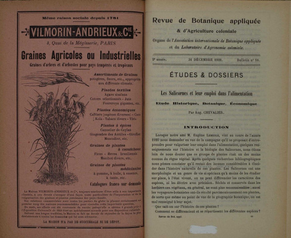 Revue de botanique appliquée et d'agriculture coloniale (n° 16)